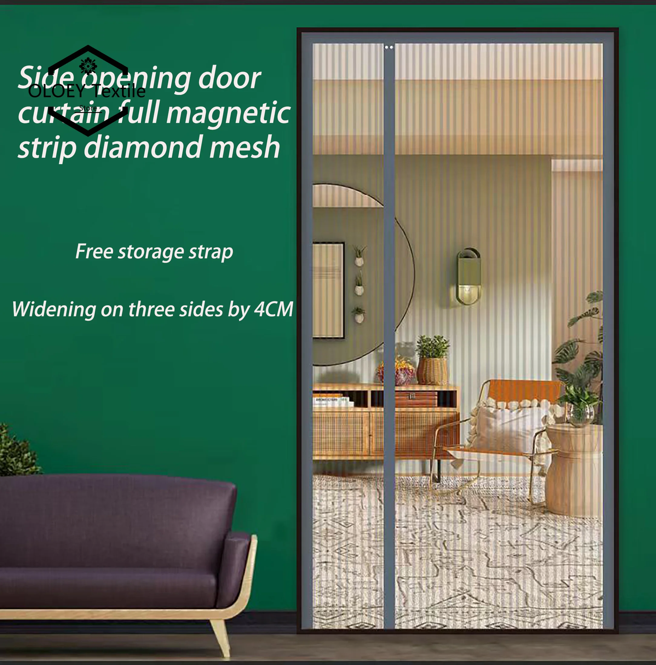 

Customized Diamond Net Mosquito proof Invisible Door Curtain with Side Opening and Full Magnetic Automatic Door Closing