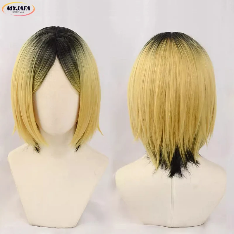 

New Kenma Kozume Cosplay Wig High Quality Dyed Gradient Scalp Short Heat Resistant Synthetic Hair Anime Cosplay Wigs + Wig Cap