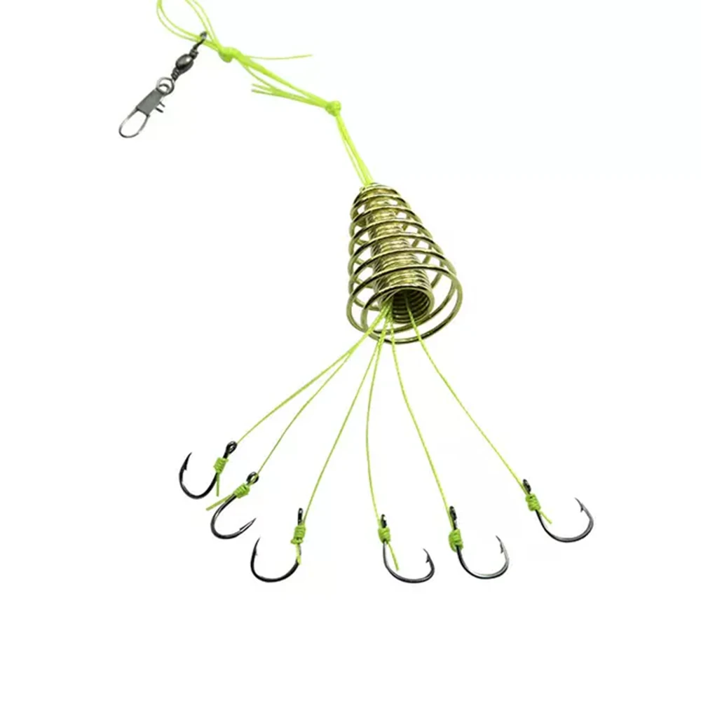 Fishing Hooks 4 Set/Box Explosion 6 Hook Beads Fishing Bait Trap Feeder Cage Sharp Fishing Hooks with Stainless Steel Springs view 4