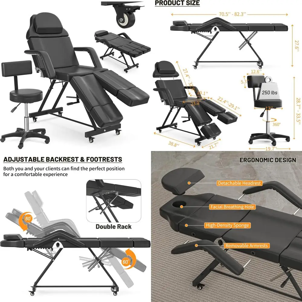 كرسي وشم دوار للصالونات والمنتجعات الصحية - سرير معالجة الوجه قابل للتعديل لأخصائيي التجميل #1