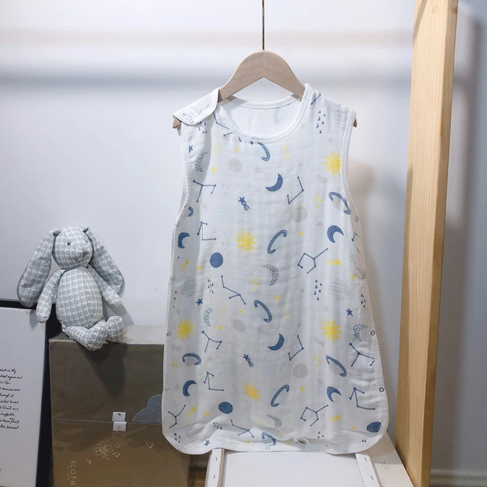 Baby Cartoon Muslin Sleeping Bag Soft Bamboo Fiber Children Toddle Bedding Summer Baby Vest Style Sleepsacks 0-4 years