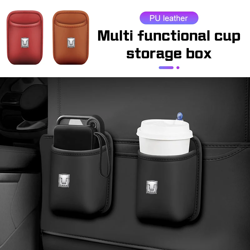 For Great Wall GMW Voleex C10 C30 Tank 300 500 700 Leather Car Water Cup Storage Box Door Seat Back Drinks Holder Accessories