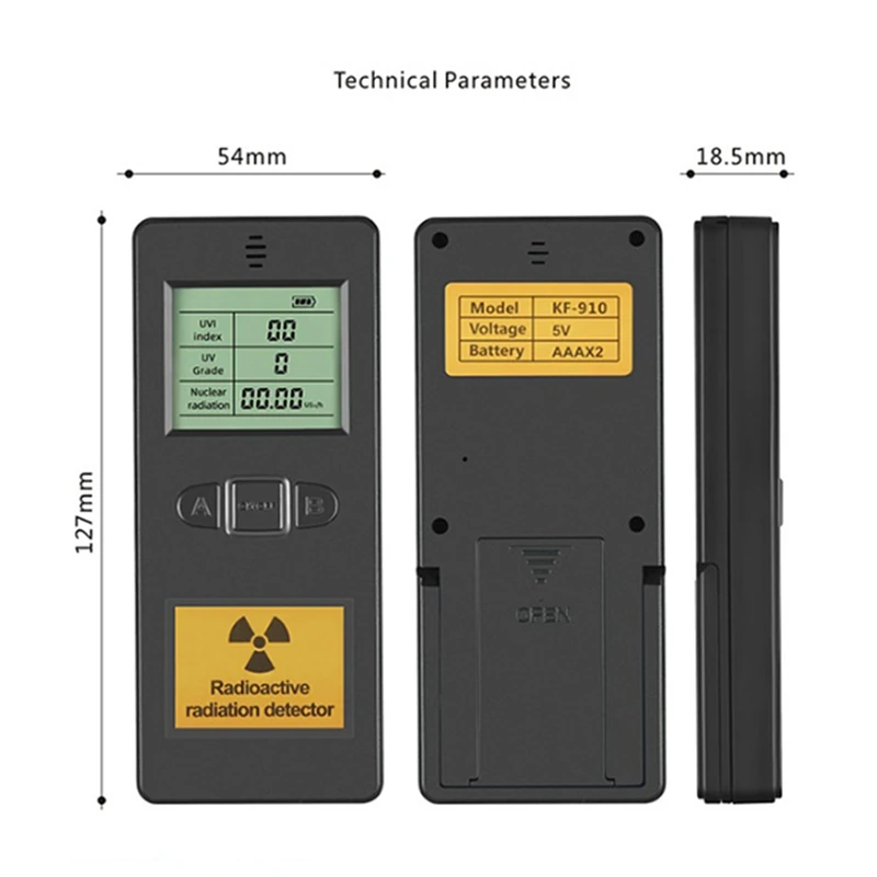 KF910 Portable Nuclear Radiation Detector UV Grade Tester Laboratory Multi-Function Nuclear Radiation Detector Radiometer Tester