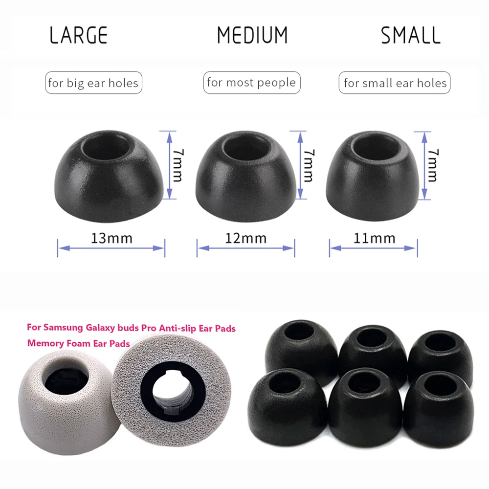 3pair Memory Foam Eatips For Samsung Galaxy Buds Pro, Anti-Slip, No Fall Out, Noise Canceling Ear Pads