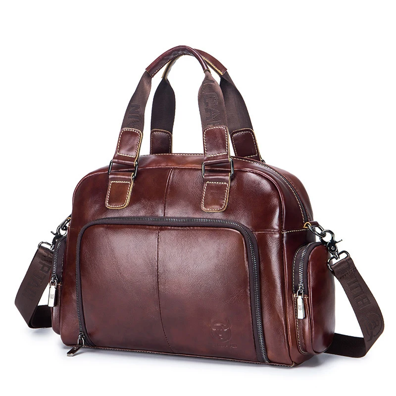 

Genuine Leather Man'S Handbag Luxury Top Layer Cowhide Travel Duffle Casual Tote Briefcase Laptop Shoulder Business Luggage Bag