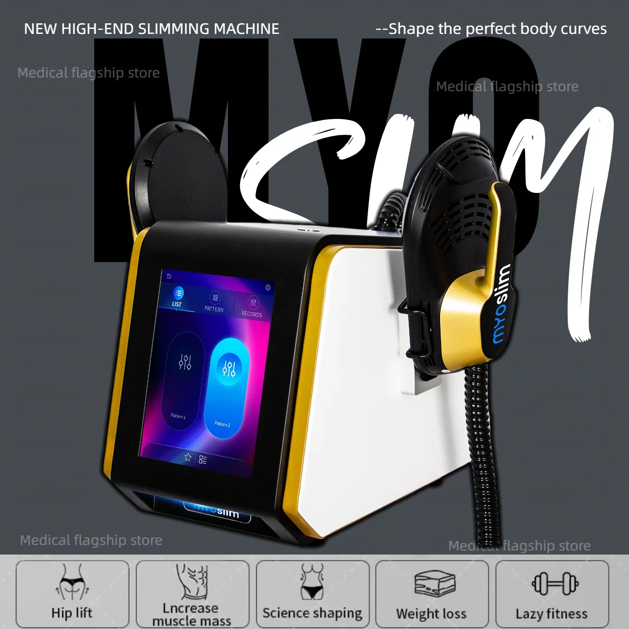 

Professional Body Sculpt Machine 6500W Muscle Stimulator 200Hz Myoslim RF Portable Slimming Device Fat Removal