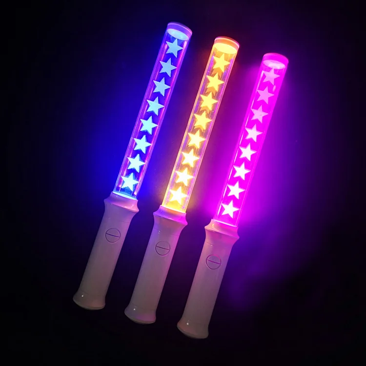 

Glowing Stars Fans cheering up at concert party events using LED light stick with colorful changing customized logo DMX remote