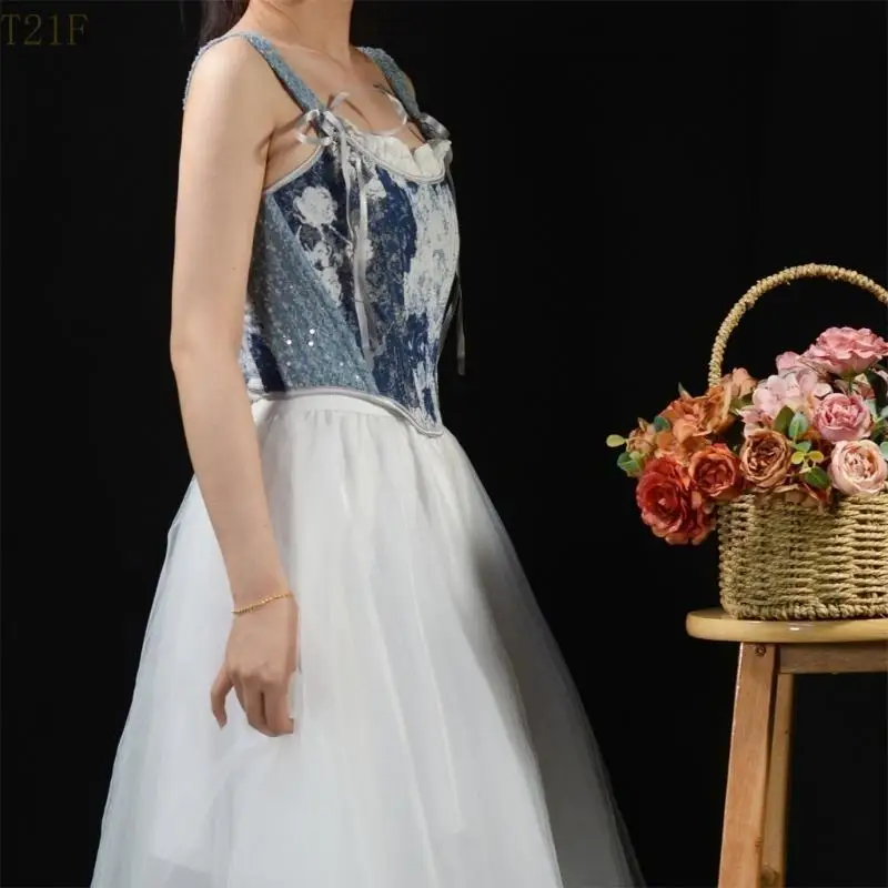 T21F 레트로 세척 데님 벨트 여성 단순한 넓은 벨트 다목적 장식 허리띠