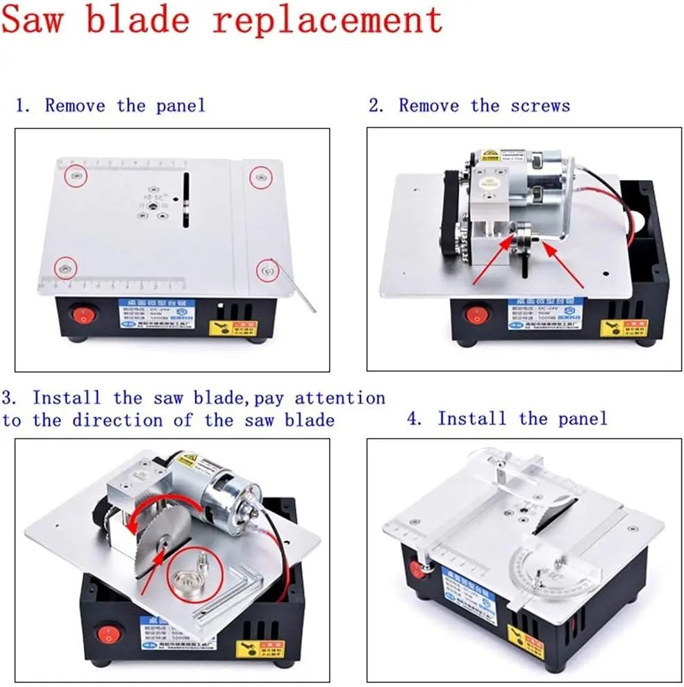 Imagem -05 - Pequena Mesa Elétrica Viu com Serras de Bancada Carpintaria Torno Bancada Doméstica Modelo Pcb Faça Você Mesmo Ferramenta de Corte Lâmina 63 mm