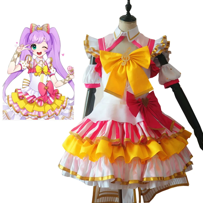 Costume de Cosplay Manaka Laala Pri138 pour Femme, Robe Jaune, Uniforme de Scène, Costumes d'Halloween, Tenues d'Anime, Vêtements de Tailleur, S-XL