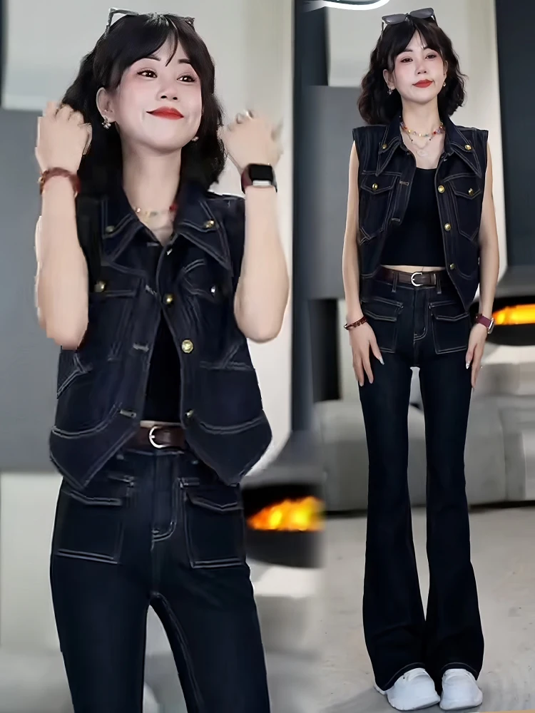 Design Sensation ort Denim Vest Women's Faion Streetwear Outerwear Top Commute Sle Regular Fit Moderate Warmth Single B...