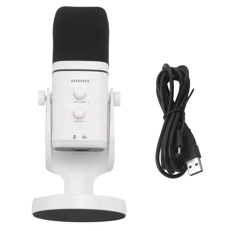 

Игровой микрофон ABKQ-RGB, динамический микрофон USB/XLR с шумоподавлением, разъем для наушников с функцией отключения звука для геймеров, стриминга и подкастов, БЕЛЫЙ