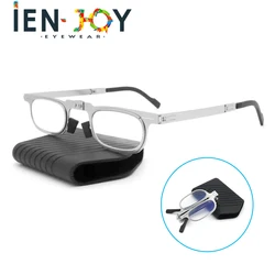 IENJOY Stainless Steel Reading Glasses Blue Light Blocking Eyeglasses Men Presbyopia Glasses Foldable Mini Eyeglasses Frame