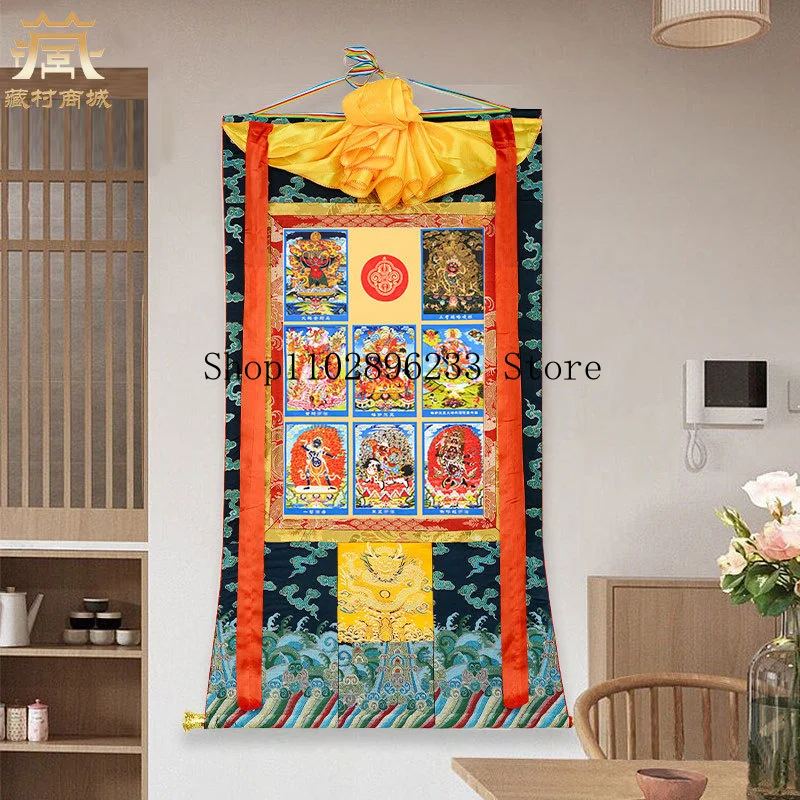 Nepal cotton fabric Natural mineral pigment painting Nyingma Three Fundamental Protectors Five Guardian Deities Thangka0.9m