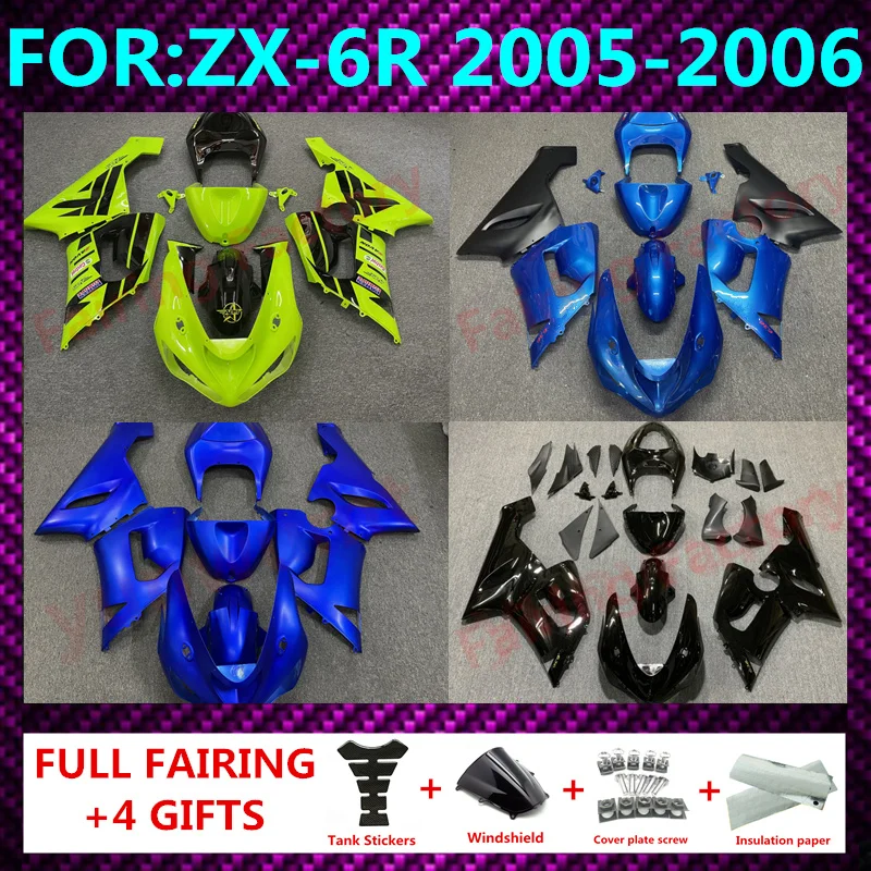 

New ABS Plastic Shell Motorcycle Fairing kit Fit For Ninja ZX6R 636 ZX-6R 2005 2006 05 06 Custom full fairings bodywork zxmt