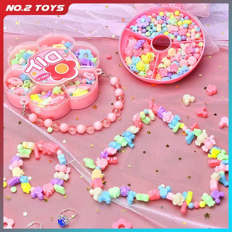 Handmade Beaded Children's Toys Girls DIY Creative Loose Spacer Beads Craft Bracelets Necklace Jewelry Handbag Toys for Kid Gift