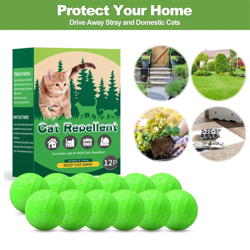 12 Pack Cat Deterrent Ball Natural Peppermint Oil Cat Repellent Dog Repellent Keep Cats Off Lawn Yard Garden