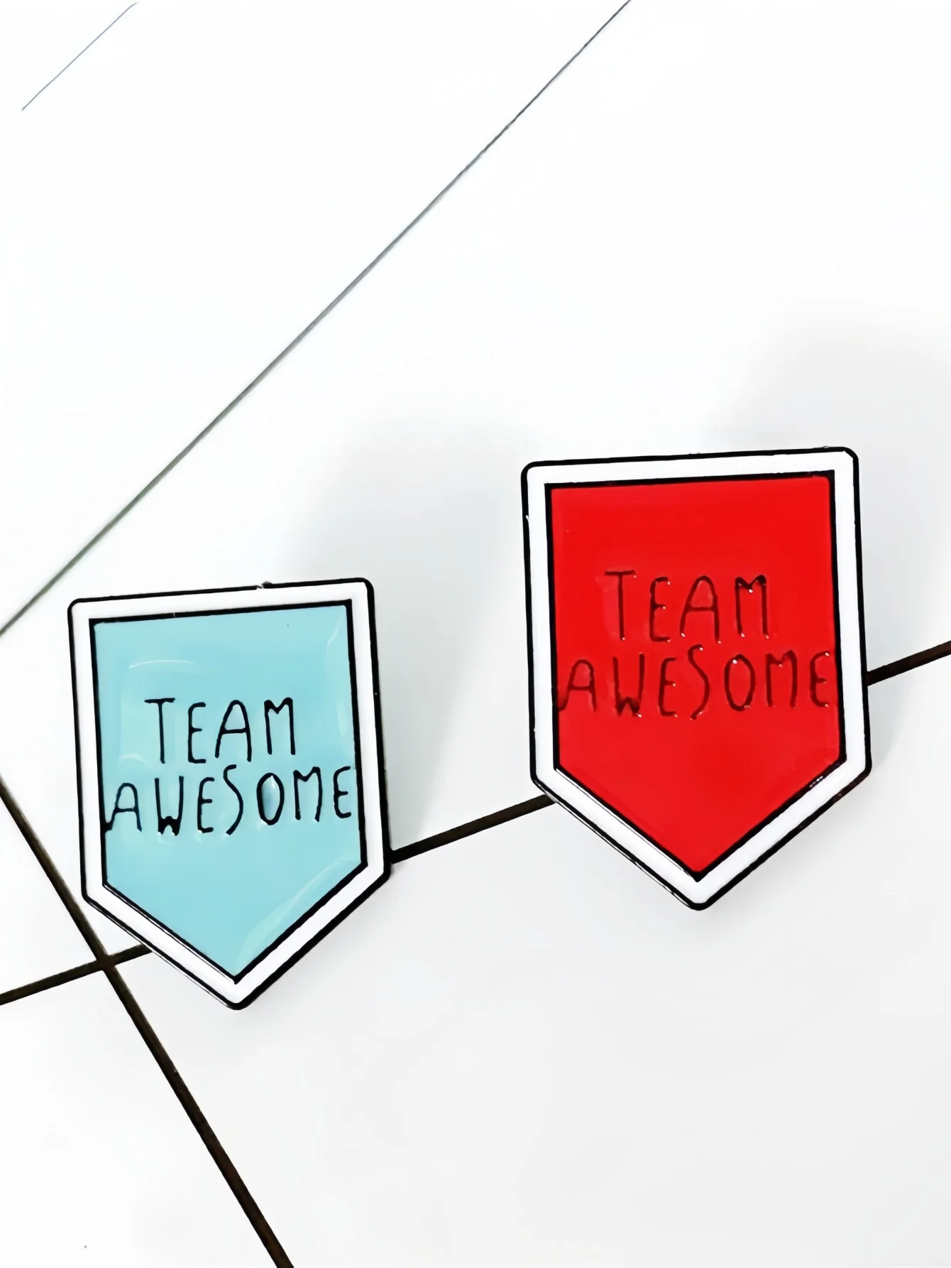 Team Awesome Enamel Pins Red Blue Organization Brooch Alloy Backpack Jeans Clothes Badge Jewelry Gift for Friends