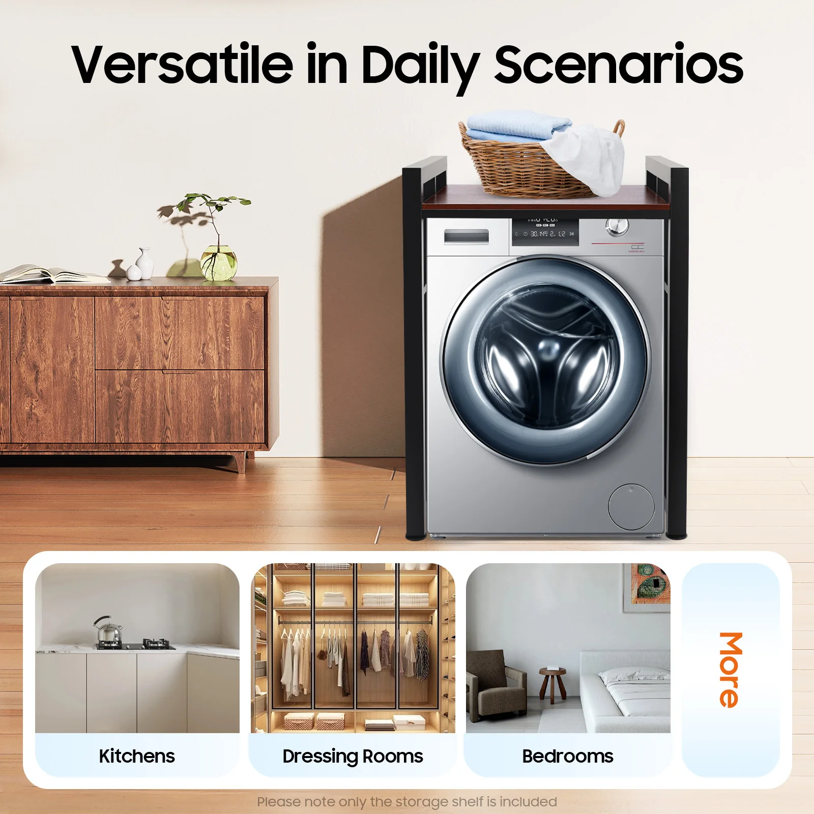 رف تخزين للغسالة والمجفف قابل للتعديل، رف منظم للحمام لتوفير المساحة، رف تخزين الغسالة والمجفف 190 كجم #4