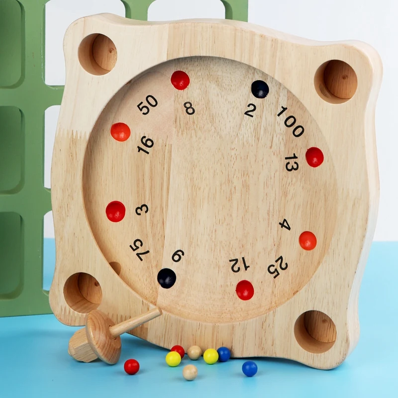 Wooden Checkerboard Set Compass Game Travel Interactive Board Table Game Parent-Child Play Entertainment Gift Kids