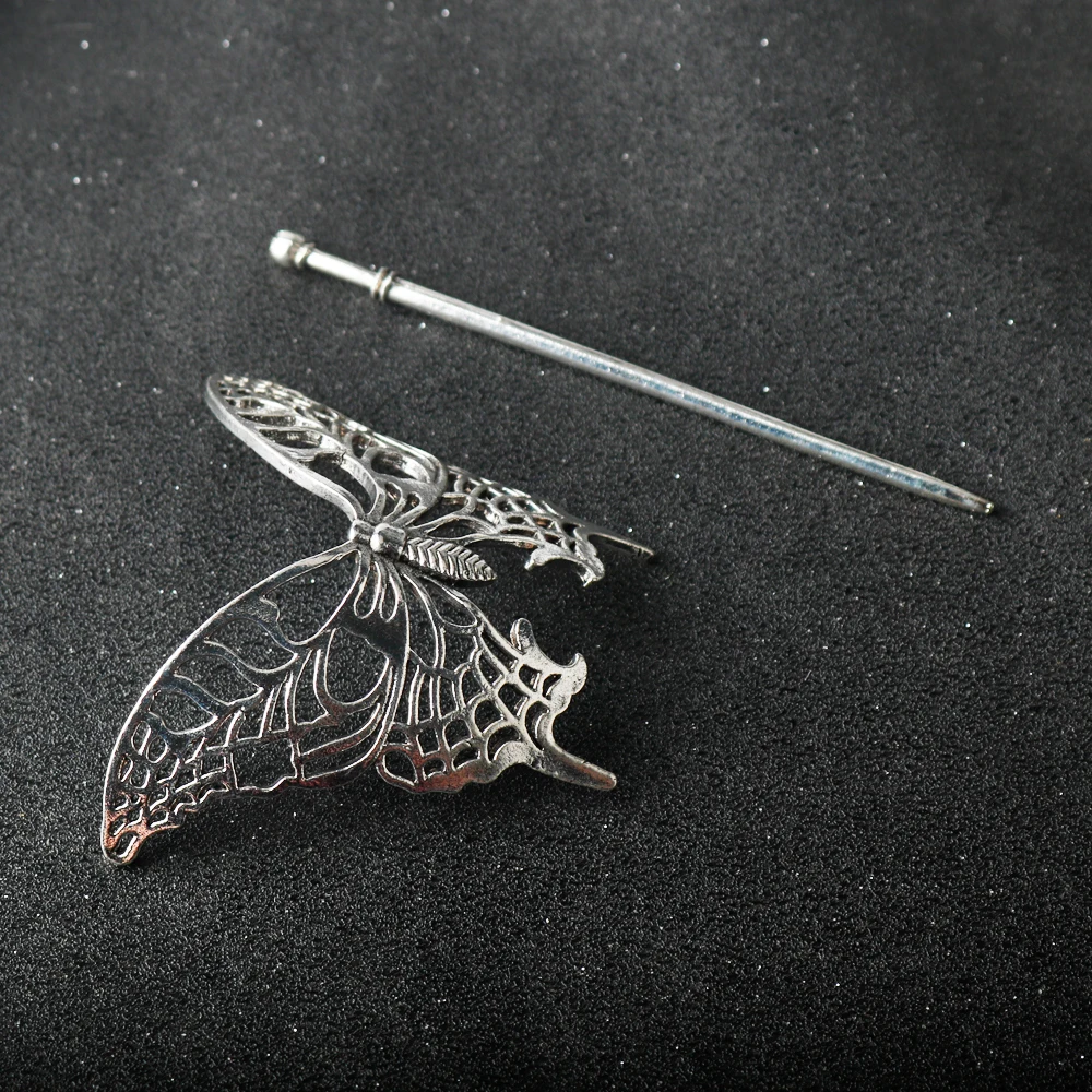 북유럽 바이킹 헤어 액세서리 여자를위한 나비 헤어 스틱 소녀 고딕 티아라 헤어 클립 금속 보석