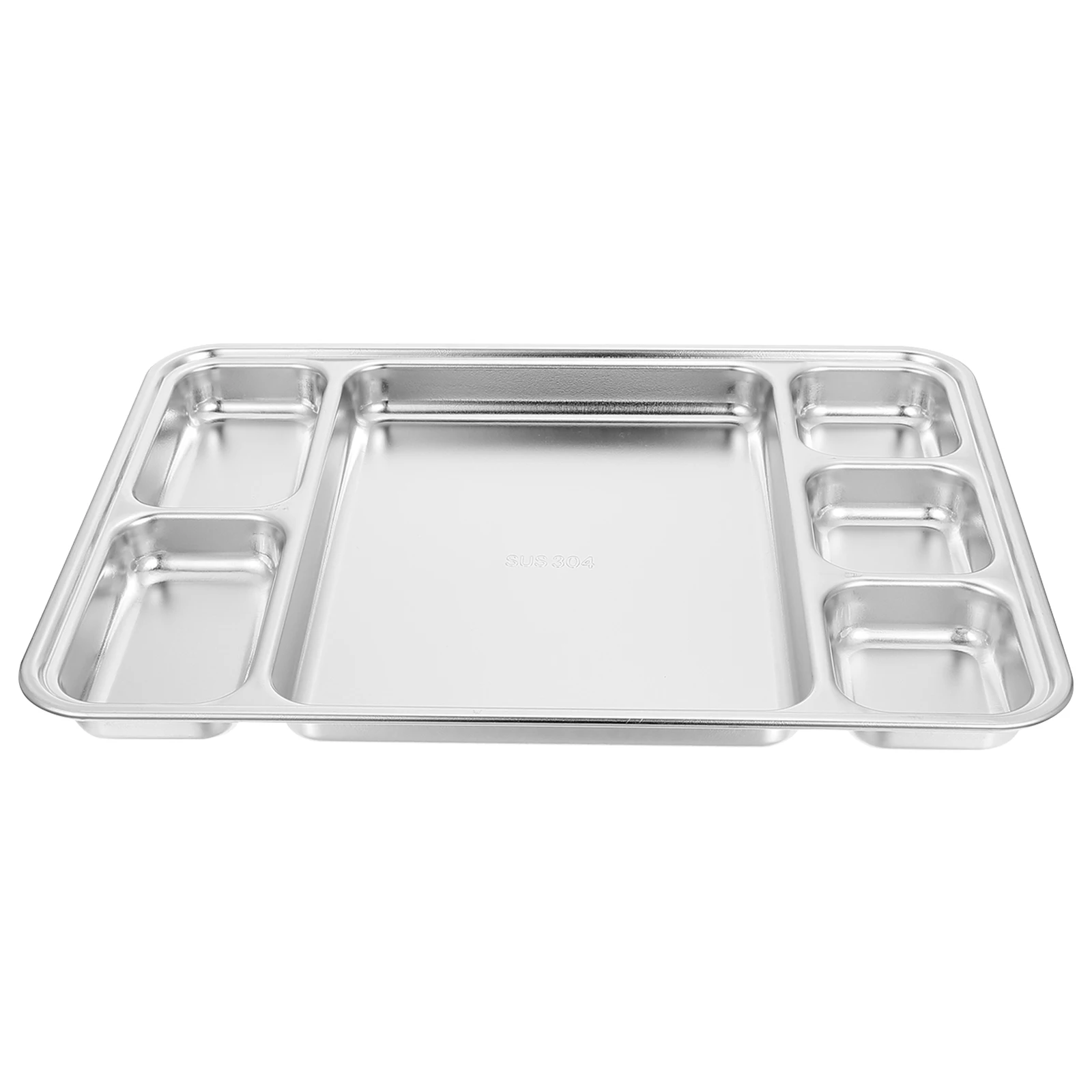 

Stainless Steel Divided Plate Fruit Platter Single Layer Cafeteria Tray Dinner Food Serving Plates Portion Control Practical