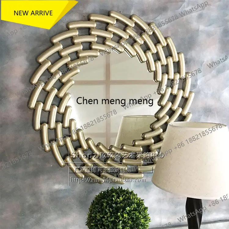 G153 European-style entrance decorative mirror wall hanging living room background wall circular art mirror fireplace creative m