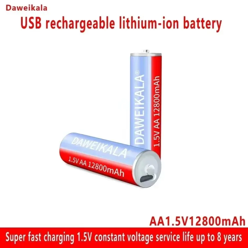 AA USB Rechargeable Li-ion Battery for Toy MP3 Player Thermometer Keyboard, 1.5V AA12800 mah, Li-ion Battery, New Product