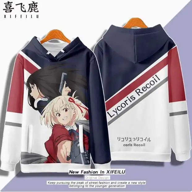 

Anime Lycoris Recoil Hooded Hoodie Cosplay Autumn Winter Men Women Coat Loose Jacket Tops anime
