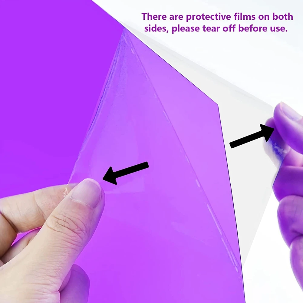 9Pcs Gel Light Filter Color Correction Colored Overlays Film Lighting Gel Filter for Film,Video,Photo,Stage (Purple)