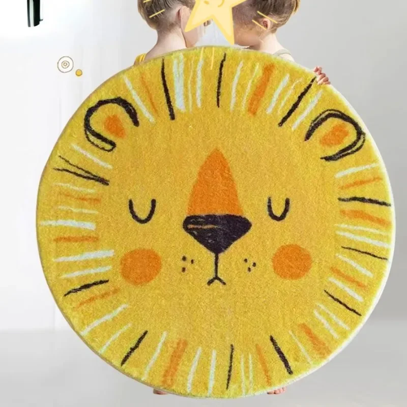 

Cute Cartoon Animal Round Living Room Carpet Bedroom Room Bedside Mat Home Thick Cloakroom Study Leisure Area Plush Rug Alfombra