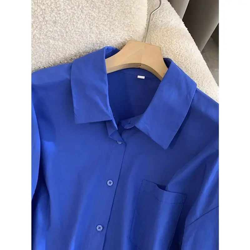 

Рубашки с длинным рукавом, женские атласные топы на пуговицах в горошек, свободный крой, ретро, повседневный, элегантный стиль, удобный весенний, на каждый день