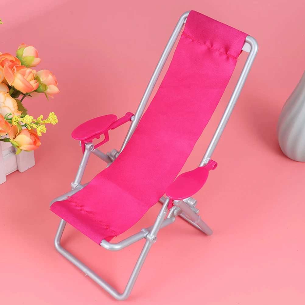 

2Pcs Mini Foldable Beach Chair Simulated Miniature Lounge Chair Compact Lightweight Mini House Ornament Birthday Gift
