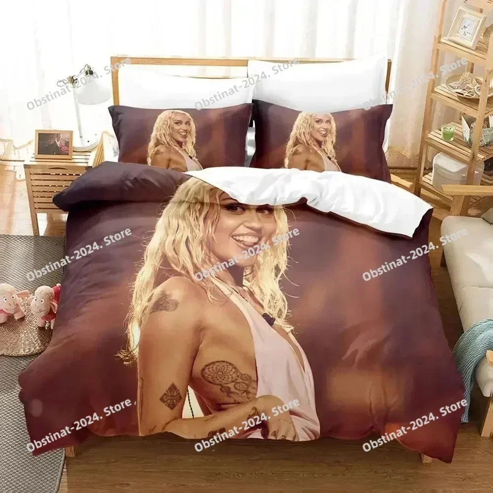 Singer Miley Cyrus Bedding Set Duvet Cover Bed Set Quilt Cover Pillowcase Comforter king Queen Size Boys Adult Bedding Set