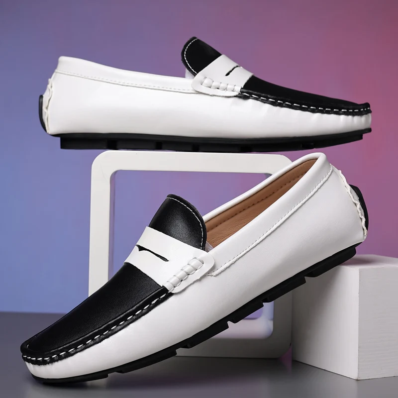 Men Shoes Leather Casual Luxury Formal Man Loafers Moccasins Italian Breathable Slip on Male Boat Shoes Comfortable Driving Shoe