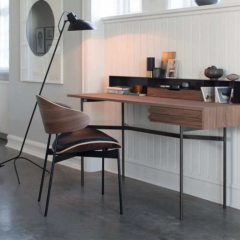 

Современный минималистичный ретро повседневный деловой обеденный стул для ресторана, черный стул в скандинавском кафе