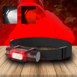 LED Mini Headlamp High Power White Red Headlight 18650 Rechargeable USB Type-C Torch Camping Hunting Flashlight Lamp