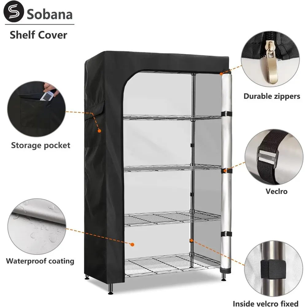 Penutup Rak Kawat Anti Air Hitam 60 x 24 x 72 - Hanya Penutup