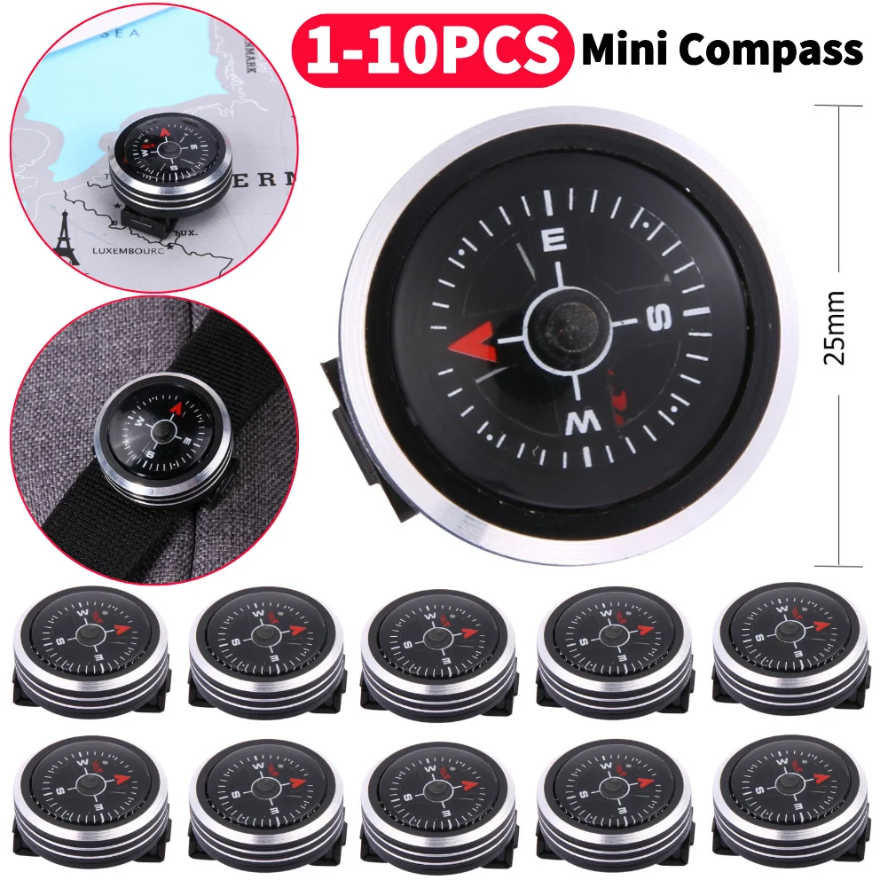Tragbarer Mini-Kompass aus Aluminiumlegierung, Armbanduhrtyp, Navigationskompass, praktisches, abnehmbares Überlebenswerkzeug zum Klettern von Paracord