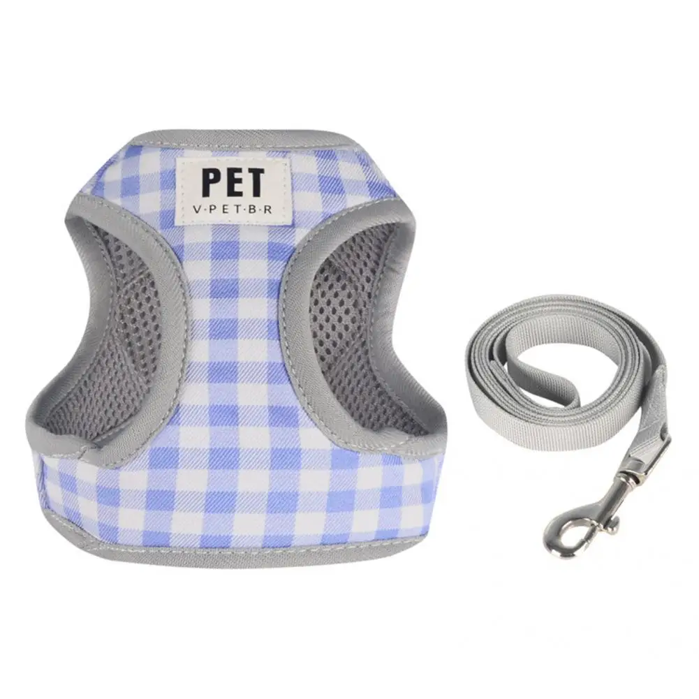 Breathable Outdoor Harness Adjustable Pet Supplies 1 Set Dog Plaid Design Cat Dog Vest Pet Supplies