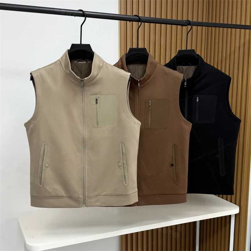 

Thiened Autumn Sle Men's Warmth Vest Stand Collar Casual Inner Wear Outdoor Thiened Men's Jaet Stand Fit Zipper Cl...