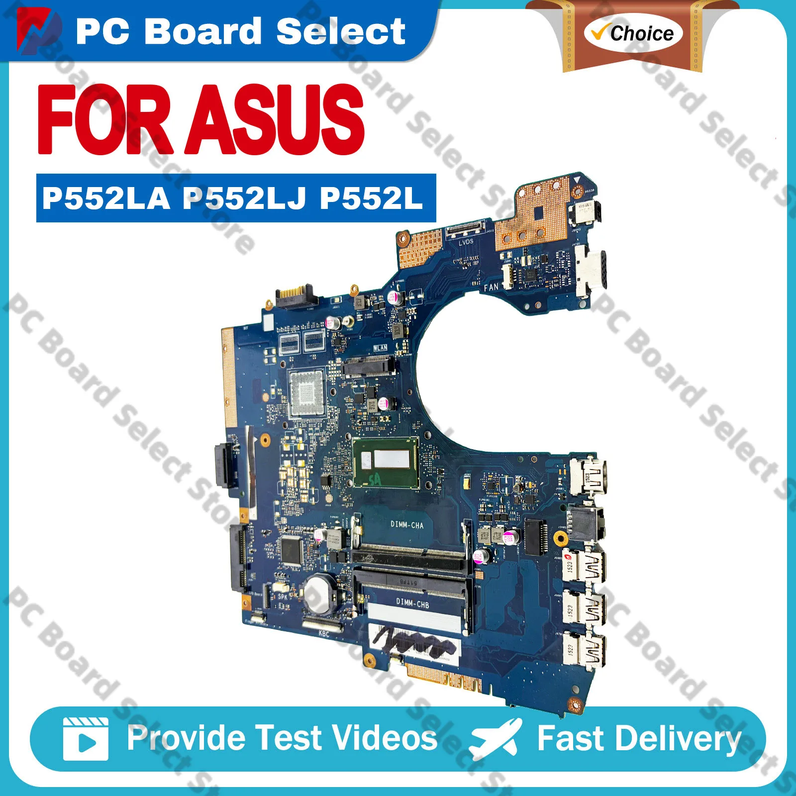 

PE552L P552LA Laptop Motherboard For ASUS ProArt PRO552L PX552L P552L P552LA P552LJ Mainboard W/ I3 I5 I7 CPU tests OK fast ship