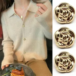 High-grade Elegant Rose-shaped Metal Buttons DIY Hand-sewn Coat Jumper Flowers Decorative Buttons Sewing Accessories