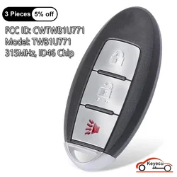 KEYECU FCC ID: CWTWB1U771 dla nissana marca słoneczny Tiida Livina Sylphy inteligentny klucz zdalny 315MHz ID46 Model: TWB1U771