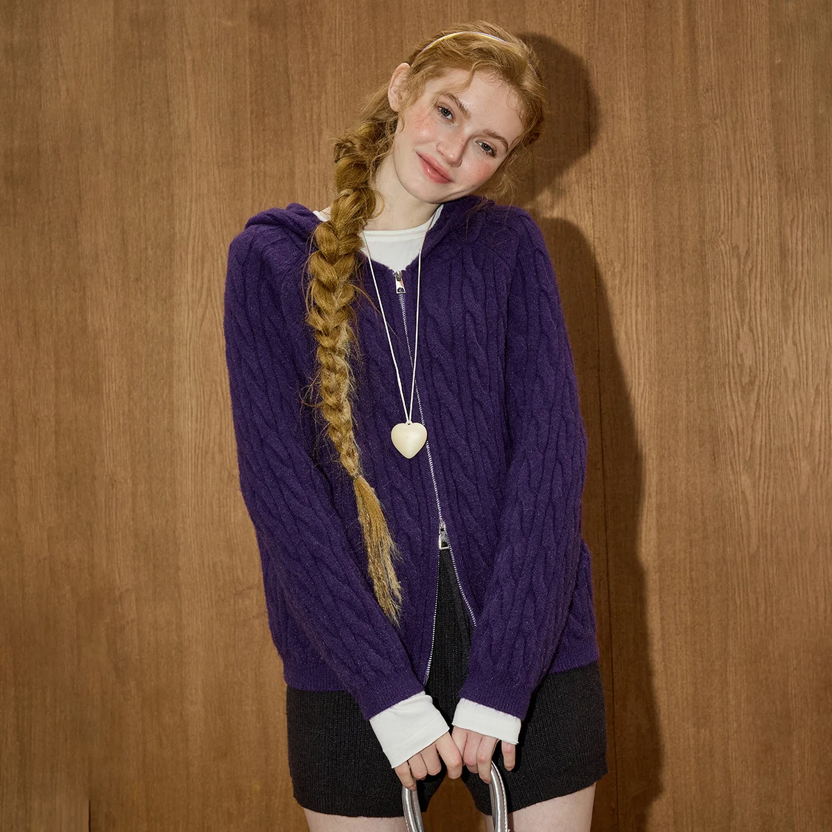 

Winter Women's Cable Knit Hooded Sweater Zip Up Oversized Cardigan Slim Fit Loose Pullover Soft Plush Fabric Relaxed Loungewear