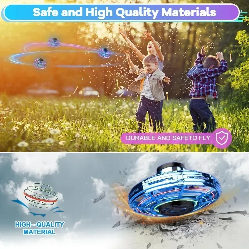 Latający mini dron Spinner, sterowany ręcznie latający dron Nowa mucha UFO Magic Flying Fidget Spinner ze światłami