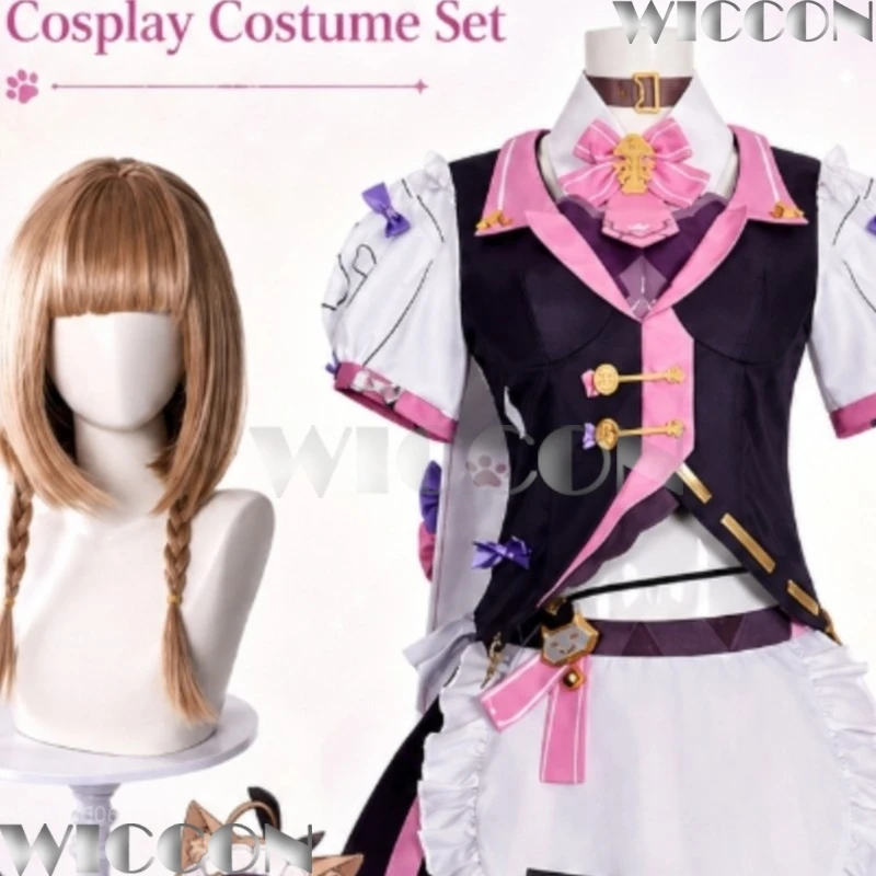 Pardofelis Costume Maid Outfit Vest Dress Headwear Bow Wig Lolita Halloween Cosplay Honkai Impact 3 Festival Fancy Comic Con