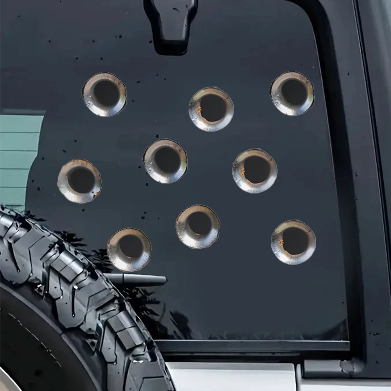 

6PCS/1Set Realistic Bullet Hole Decorative Motorcycle Stickers Waterproof DlY Auto Window Door Trunk Scooter Helmet Vinyl Decals
