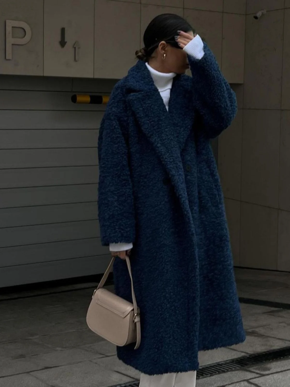 

Fall Winter Plu Jaet Long Sve Turn-down Collar Commuter Women's Outerwear Korean Sle Straight-cut Thiened Polyester