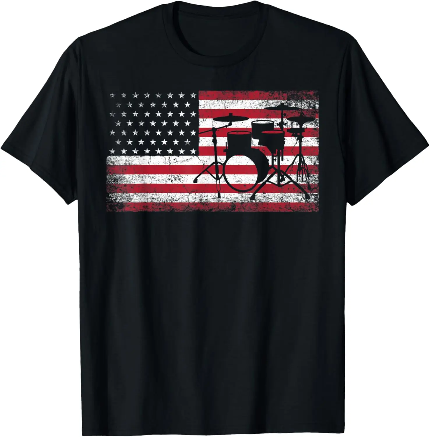 تي شيرت هدية 4th of July Drummer Drum American Flag وطني الولايات المتحدة الأمريكية